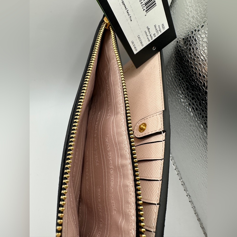 Kate Spade Black Wallet, Pink Interior with Gold Detail - Picture 7 of 7